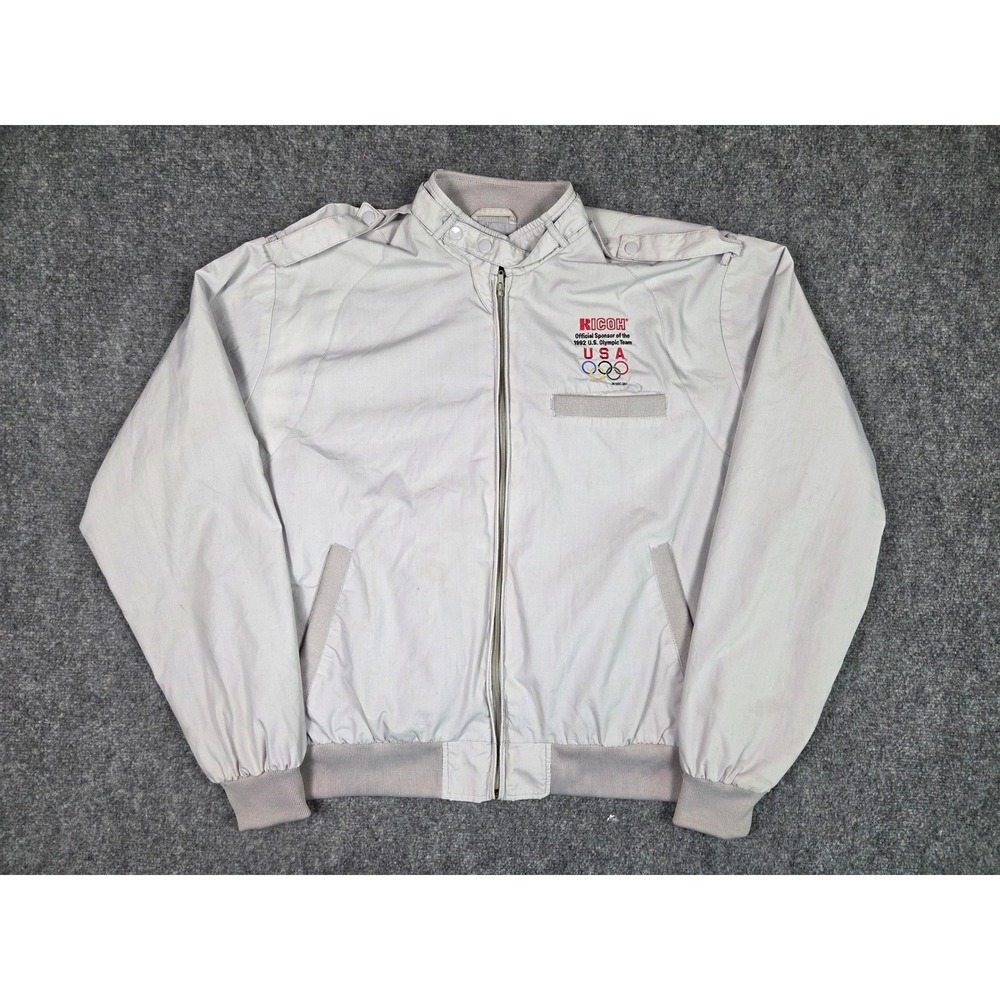 Vintage 90s USA Olympic Team Jacket Mens XL MVP Ricoh 1992 Grey Windbreaker